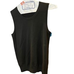 Repeat Easy Knit Sleeveless Black Vest Soft Cotton Viscose Blend Size S